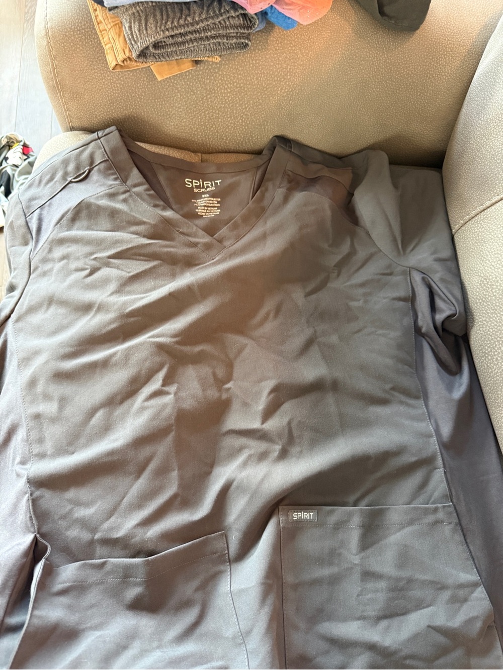 Spirit Scrubs Grey and Blue Top, grey Pants